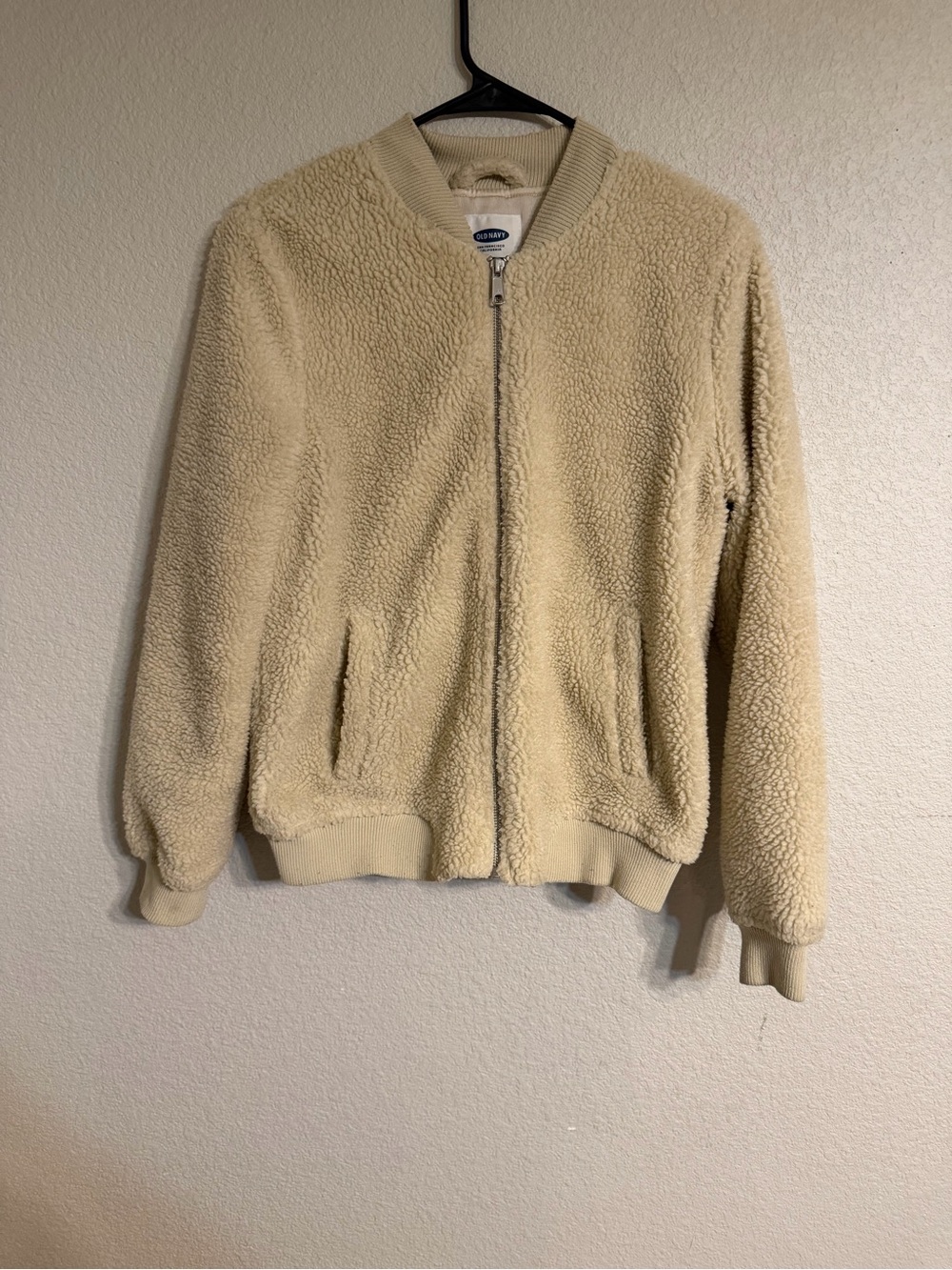Old Navy Cream Sherpa Bomber Jacket